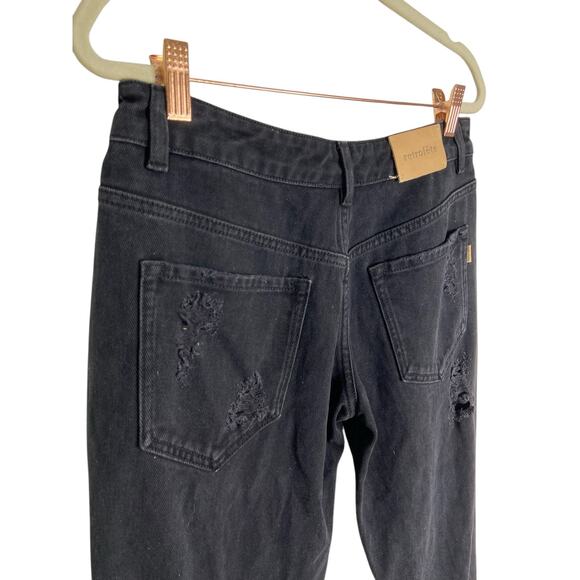 Retrofete Ripped Distressed Slim Jeans Mid Rise Raw Hem Streetwear Black Size 26 - Picture 7 of 8